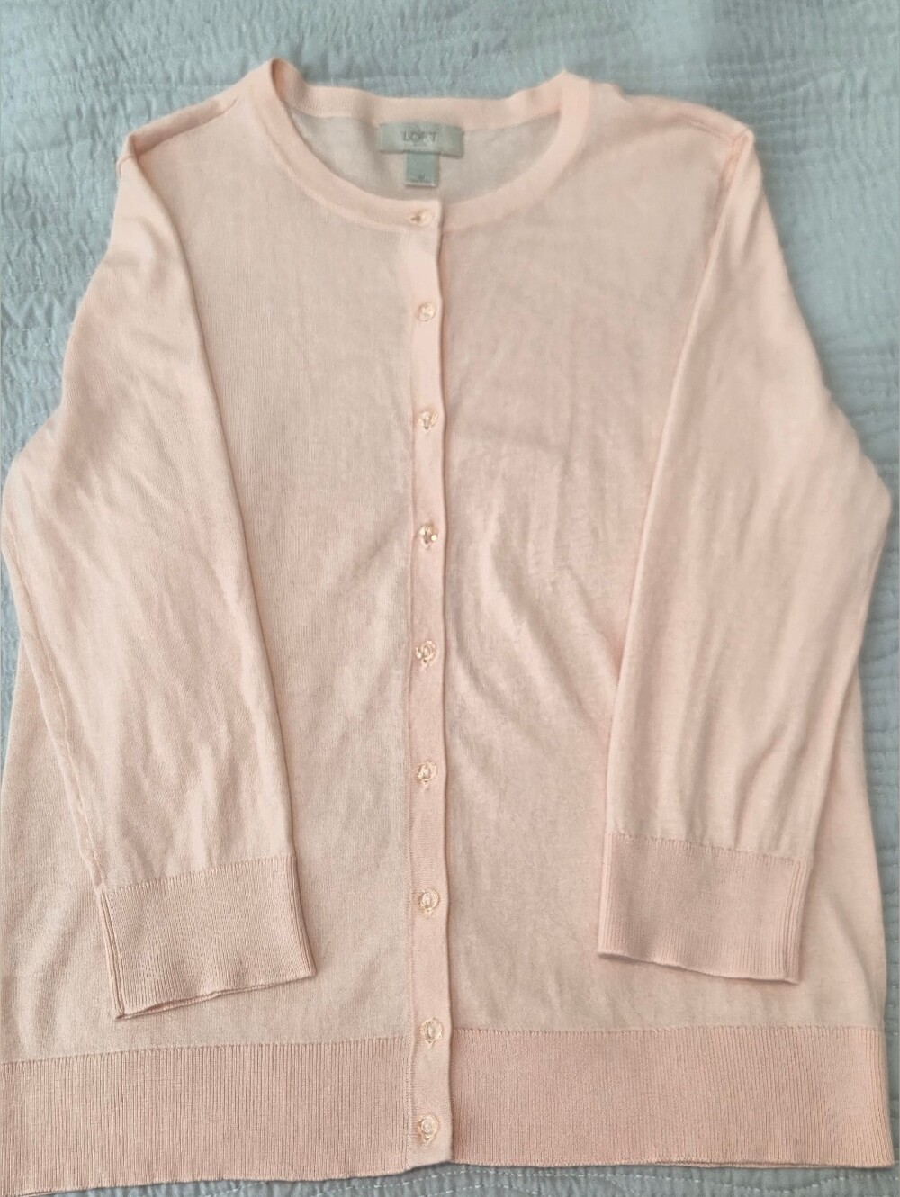LOFT Light Pink / Peach Button-Front Cardigan